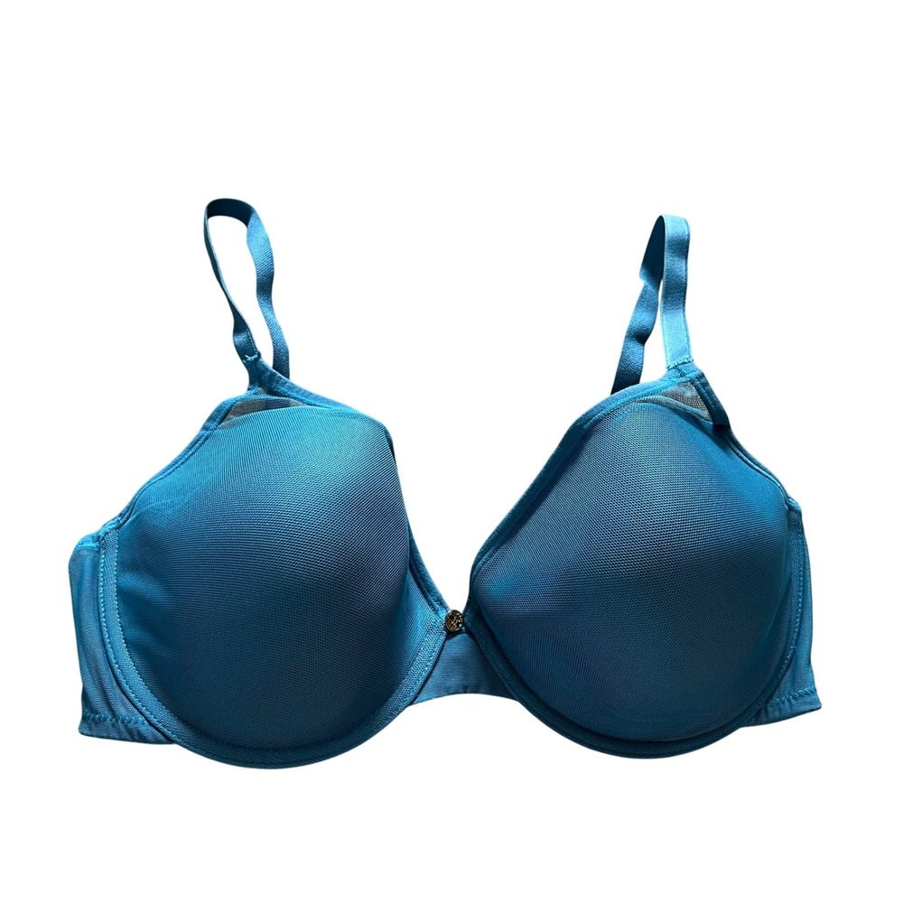Natori 711149 Underwire T-Shirt Bra Teal Blue Mesh Trim 34DD